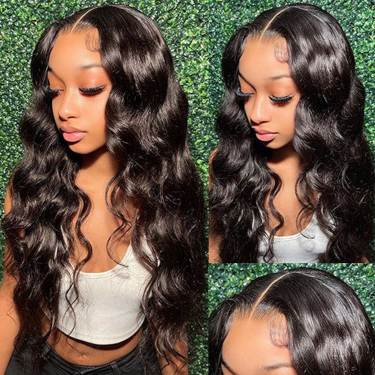 4x4 Lace Closure Wigs Human Hair Brazilian 180% Hair Density Body Wave with Pre-plucked Baby Hair