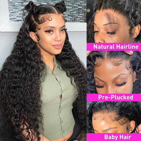 13x4 Lace front Wigs Human Hair Water Wave 180% Hair Density Brazilian Human Remy Hair
