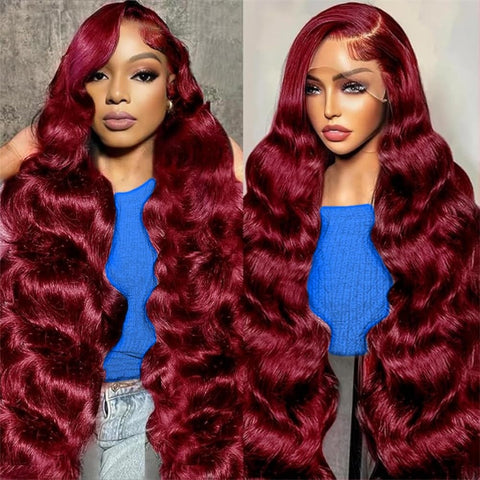 Lemoda Body Wave 4x4 Lace Closure Wig 99J Colored Wigs HD Transparent 5x5 6x6 Human Hair Wig