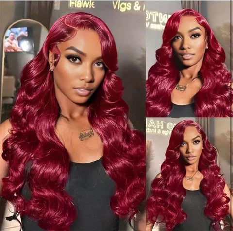 Lemoda Body Wave 4x4 Lace Closure Wig 99J Colored Wigs HD Transparent 5x5 6x6 Human Hair Wig