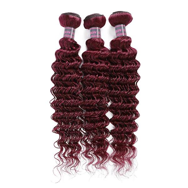 99J Burgundy Wine Red Deep Wave 3 Bundle With 4X4 Closure 100% Human Hair - Lemoda Hair