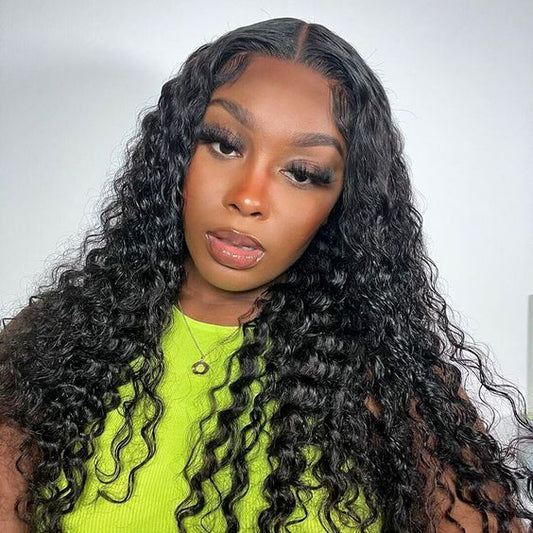 Deep Wave 13x4 Lace Frontal Wig Human Hair 16-22 inches Middle Length Hair Clearance Sale