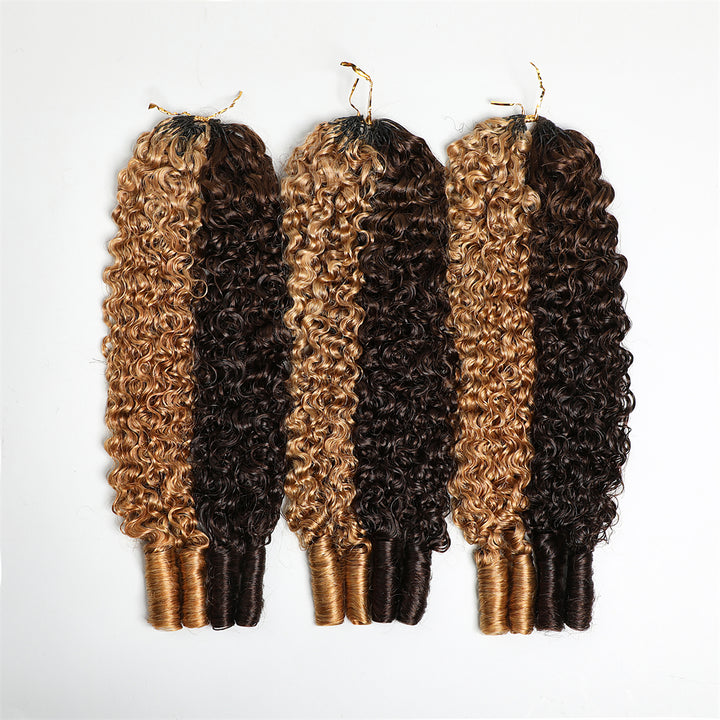 Lemoda Feather Crochet Hair Extension #4/27 Burmese Curly  Human Hair