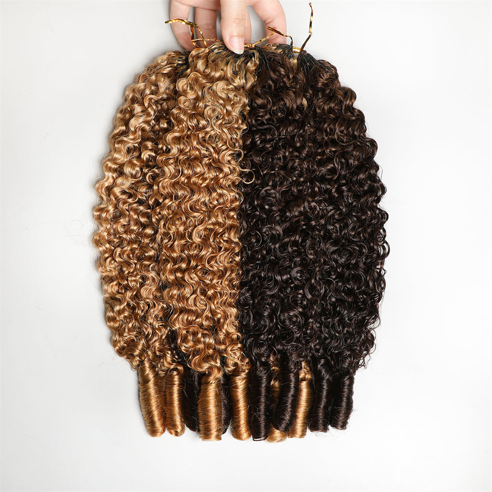 Lemoda Feather Crochet Hair Extension #4/27 Burmese Curly  Human Hair