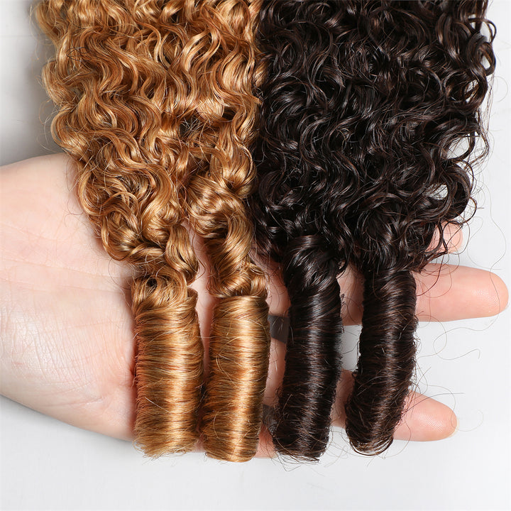 Lemoda Feather Crochet Hair Extension #4/27 Burmese Curly  Human Hair