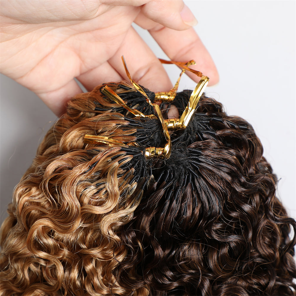 Lemoda Feather Crochet Hair Extension #4/27 Burmese Curly  Human Hair