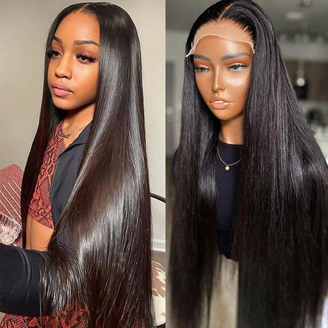 13x4 Lace Frontal wigs Human Hair Straight Natural Color Transprent Lace for Black Women