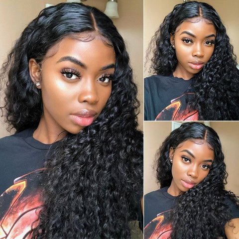 Peruvian Water Wave Human Hair 4 Bundles with 13x4 Lace Frontal Wig
