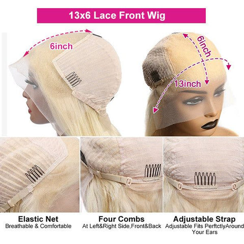 613 Blonde Transparent Lace 13x6 Lace Front Wig Straight Hair With Pre-plucked Natural Hairline