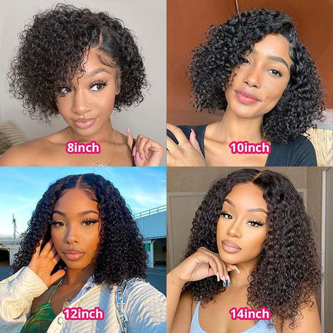 13x4 Lace Front Short Bob Wigs Curly Wave Wig for Black Women