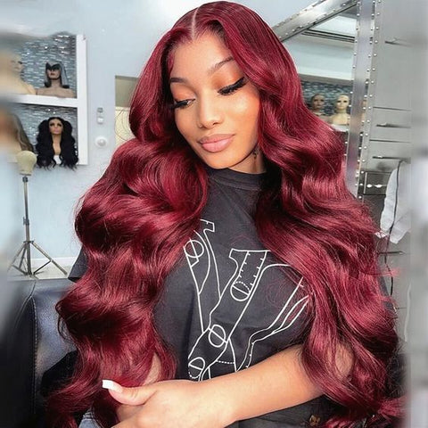 99J Glueless Wig Human Hair 7x5 Lace Closure Pre-bleached Knots Body Wave for Black Women