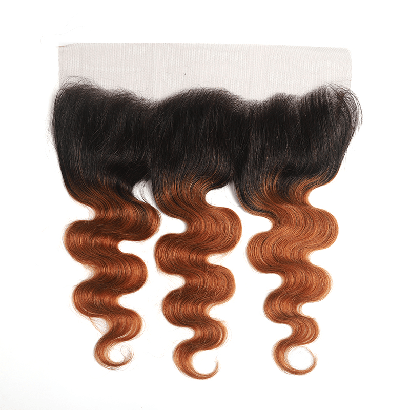 Black Roots Medium Auburn Body Wave 3 Bundles With 13x4 Lace Frontal 100% Human Hair - Lemoda Hair