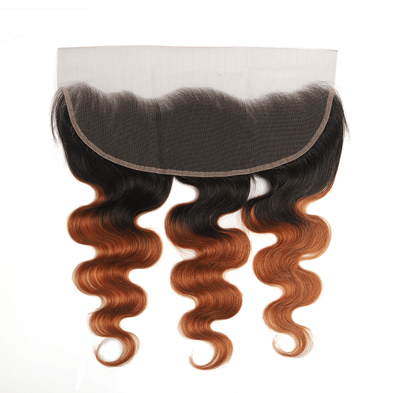 Black Roots Medium Auburn Body Wave 3 Bundles With 13x4 Lace Frontal 100% Human Hair - Lemoda Hair