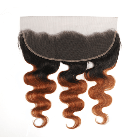 Black Roots Medium Auburn Body Wave 3 Bundles With 13x4 Lace Frontal 100% Human Hair - Lemoda Hair