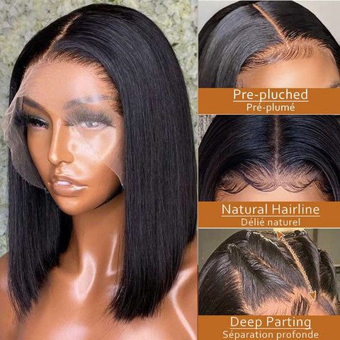 Bob Wig Human Hair 13x4 Lace Front Wig Virgin Human Hair 150% Hair Density