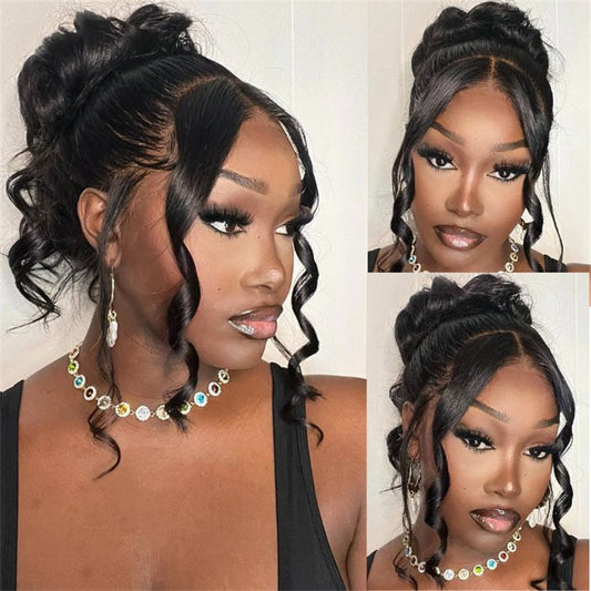 Lemoda Body Wave Invisi-Drawstring Snug Fit 360 Full Frontal Wigs HD Transparent Glueless Human Hair Wigs