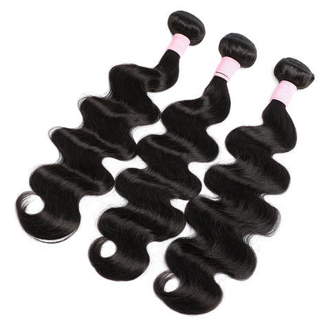 3 Bundles Natural Black Body Wave Brazilian Virgin Hair 10-28 inch 3 Pieces Pack
