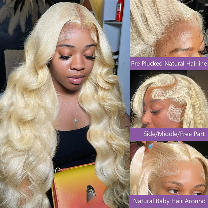 Lemoda 613 Blonde Body Wave Human Hair Wig 13x6 HD Transparent Lace Frontal Wigs 250%