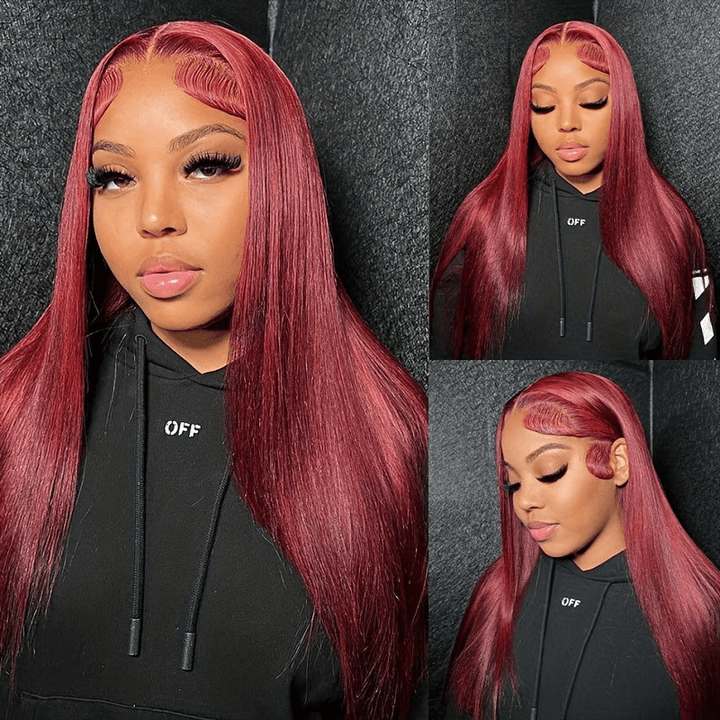Body Wave 99J Burgundy 13x4 Lace Front Wig Straight Human Hair Wigs - Lemoda Hair