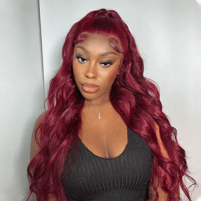 Body Wave 99J Burgundy 13x4 Lace Front Wig Straight Human Hair Wigs - Lemoda Hair
