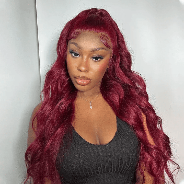 Body Wave 99J Burgundy 13x4 Lace Front Wig Straight Human Hair Wigs - Lemoda Hair