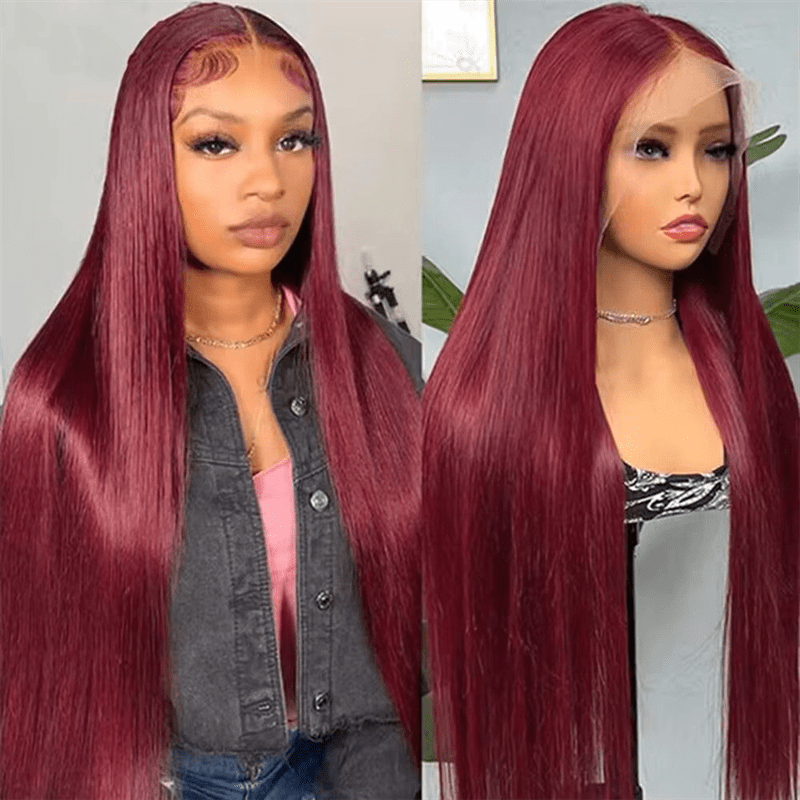 Body Wave 99J Burgundy 13x4 Lace Front Wig Straight Human Hair Wigs - Lemoda Hair