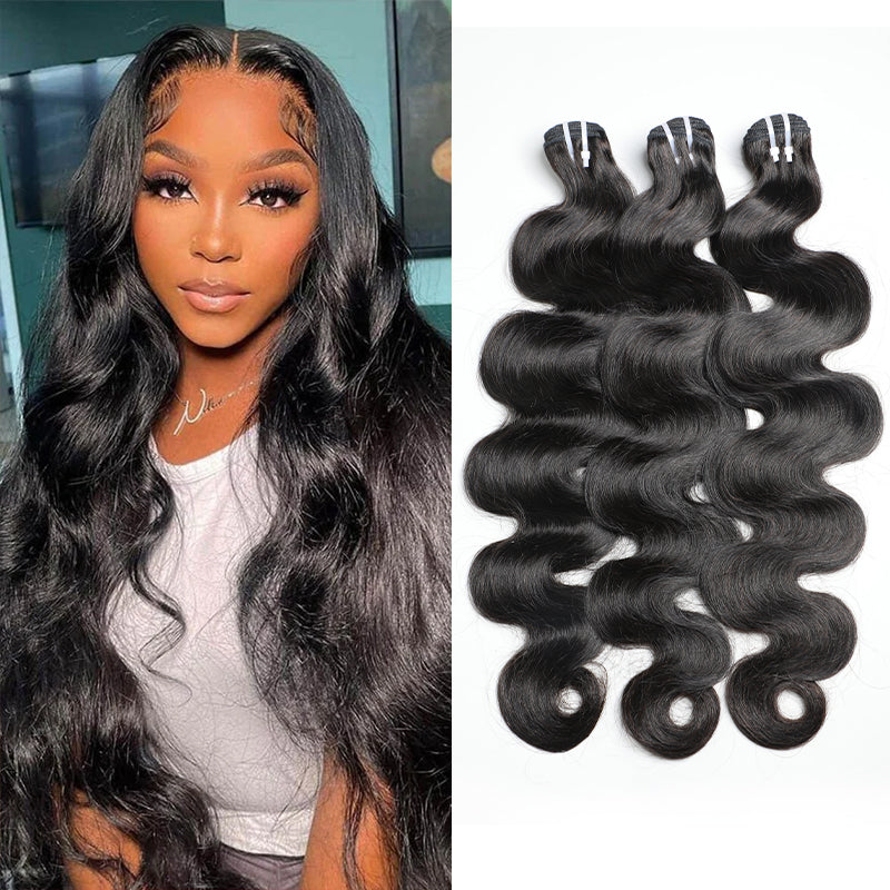 3 Bundles Natural Black Body Wave Brazilian Virgin Hair 10-28 inch 3 Pieces Pack