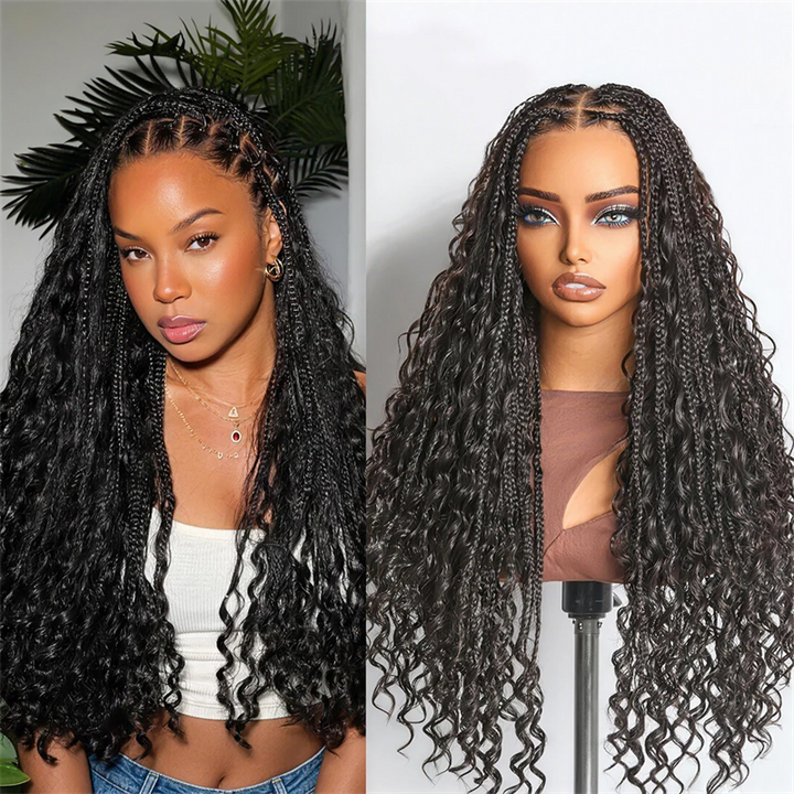 Lemoda Pre Braided Lace Front Wig Water Wave 13x6 Lace Frontal Human Hair Wig