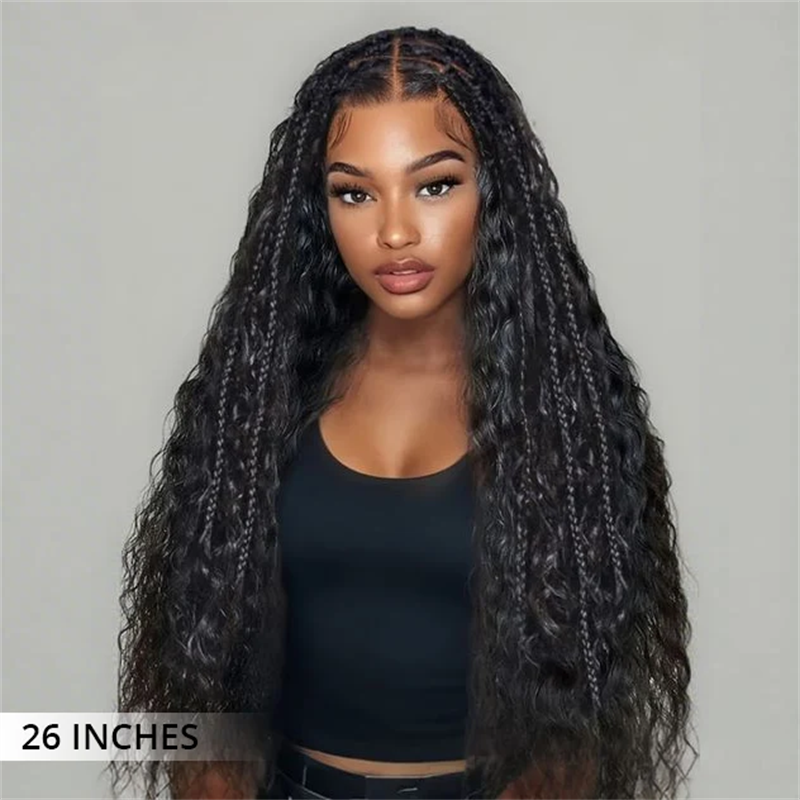 Lemoda Pre Braided Lace Front Wig Water Wave 13x6 Lace Frontal Human Hair Wig