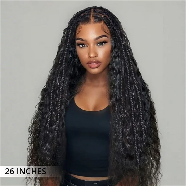 Lemoda Pre Braided Lace Front Wig Water Wave 13x6 Lace Frontal Human Hair Wig