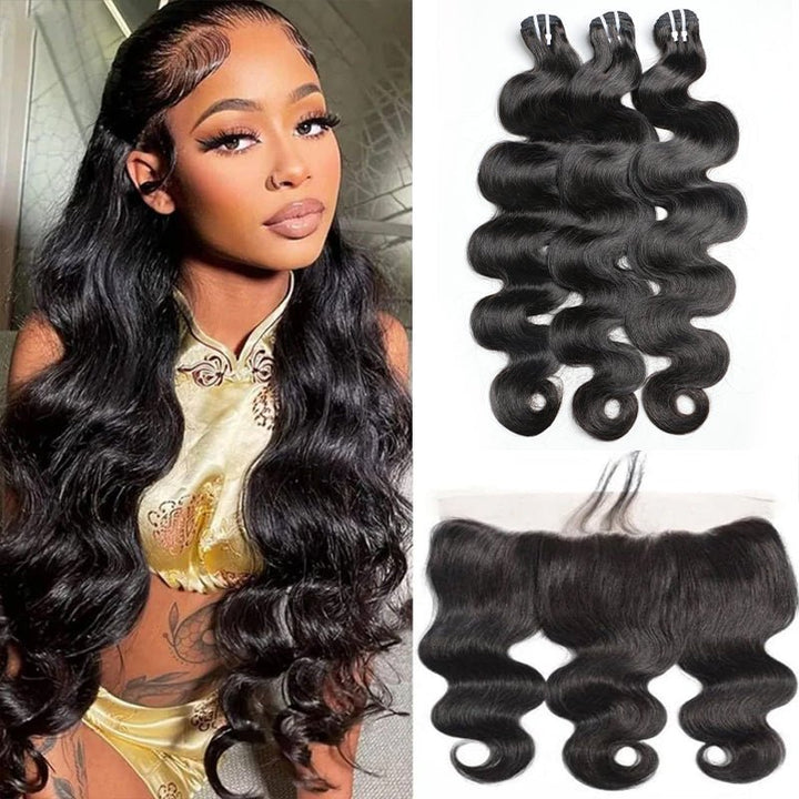 Brazilian Body Wave Hair 3 Bundles With 13x4 Lace Frontal - Lemoda Hair