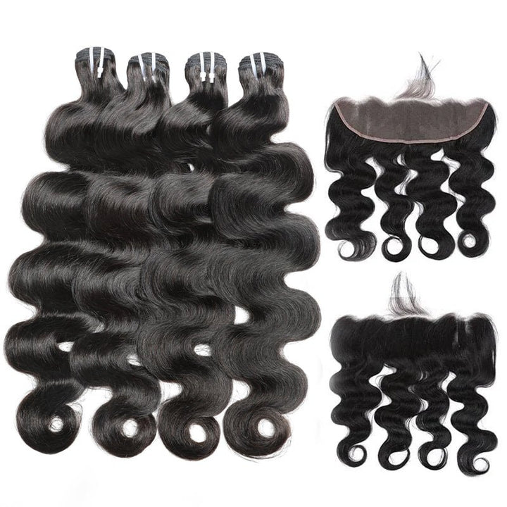 Brazilian Virgin Human Hair Body Wave 4 Bundles With 13x4 Lace Frontal - Lemoda Hair
