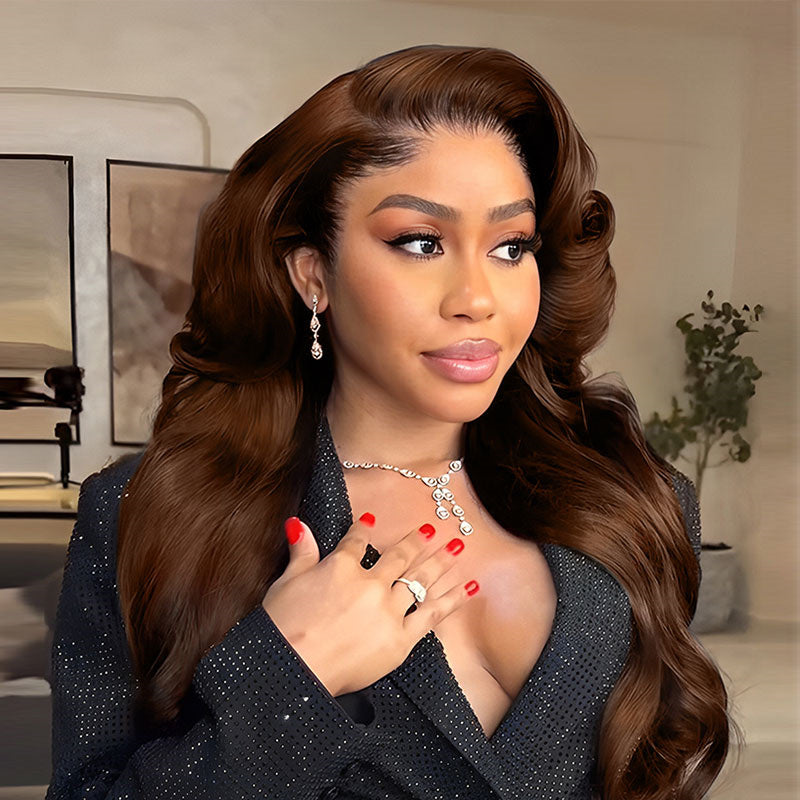 Lemoda M Hairline  #4 Dark Brown Body Wave 13x6 HD Lace Front Wigs Lagos Hairline Wigs