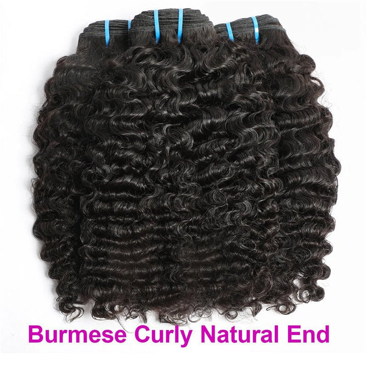 Burmese Curly Hair Indian Human Hair 3 Bundles With 4x4 Lace Closure - Lemoda Hair