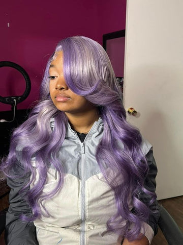 Colored Wig Purple Hair 13x6 Lace Frontal Wig New Design Transparent HD Lace