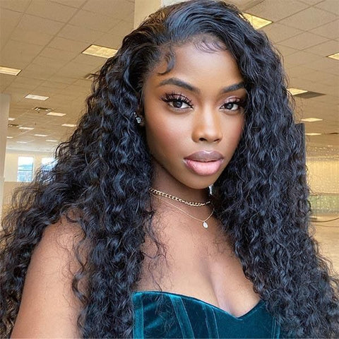 Deep Wave 13x4 Lace Frontal Wig Human Hair 16-22 inches Middle Length Hair Clearance Sale