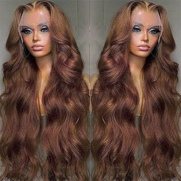 Chocolate Brown Colored Lace Front Wigs Human Hair with Baby Hair Body Wave 13x4 Wigs Pre Plucked - Lemoda Hair