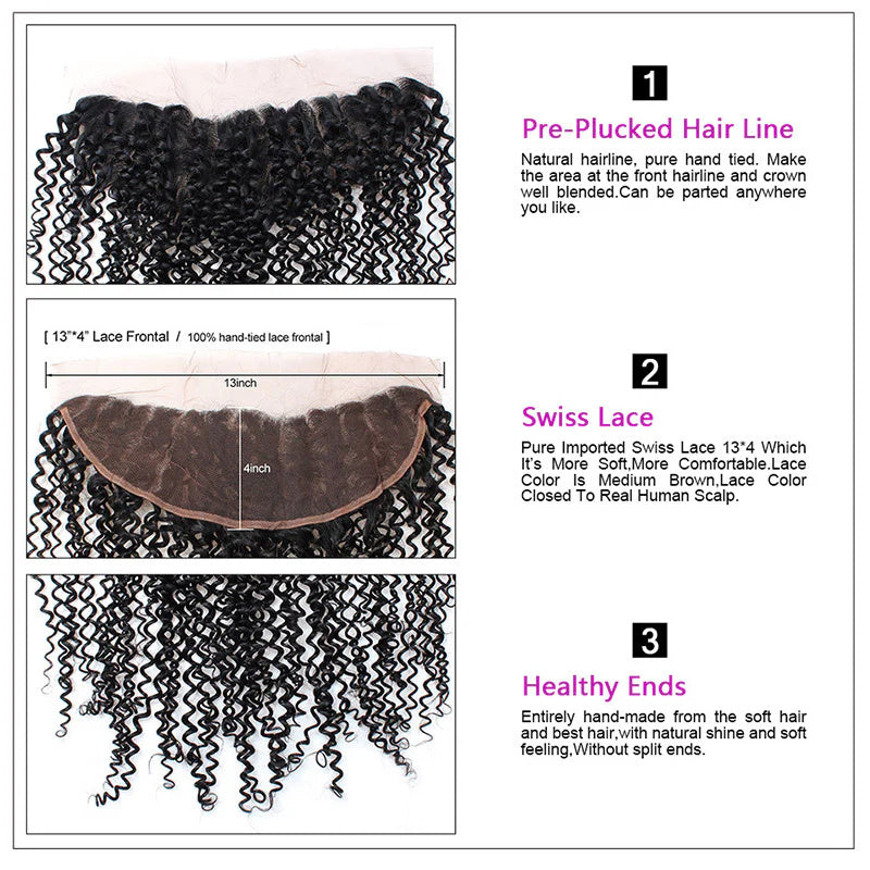 Lemoda Curly Wave 13x4 Lace Frontal 100% Human Hair HD Lace Frontal Closure