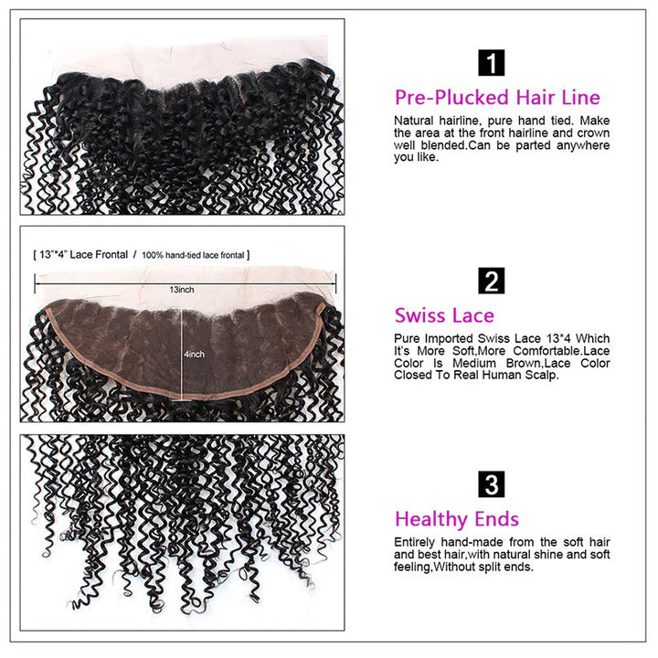 Lemoda Curly Wave 13x4 Lace Frontal 100% Human Hair HD Lace Frontal Closure