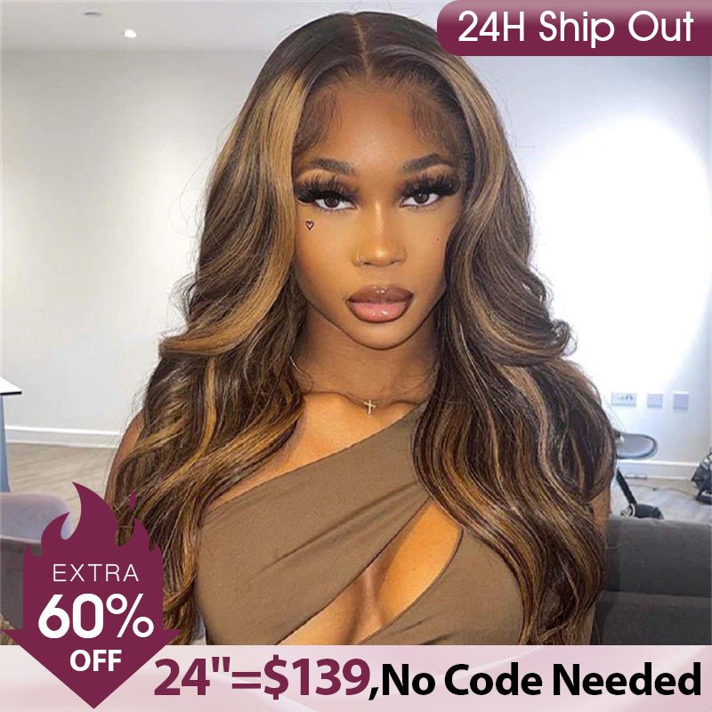 CLEARANCE | Lemoda Straight Hair 13x6 Lace Front Wigs P4/27 Highlight Body Wave Human Hair Wigs - Lemoda Hair