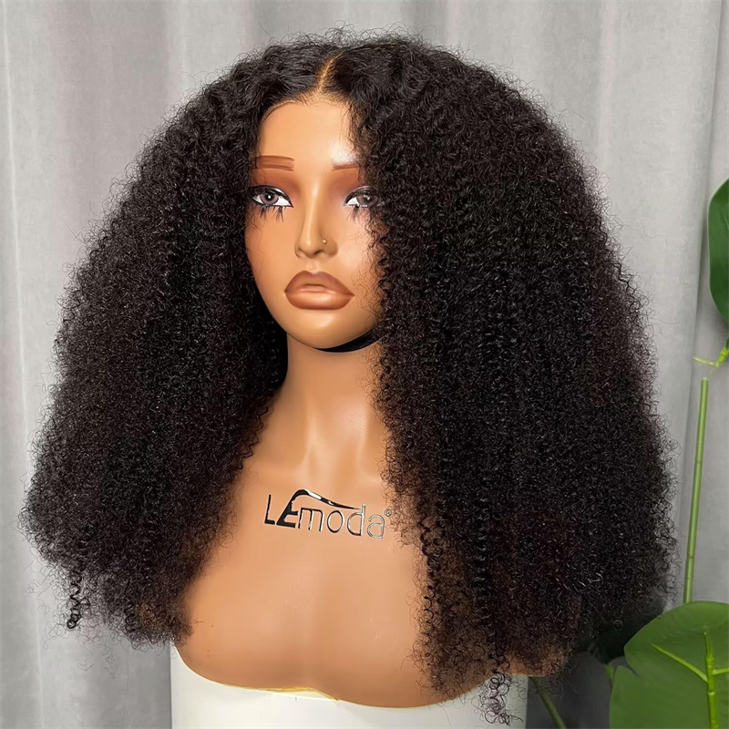 Lemoda 5x5 Glueless Wig Burmese Kinky Curly Lace Frontal Human Hair Wigs Pre-Bleached Knots