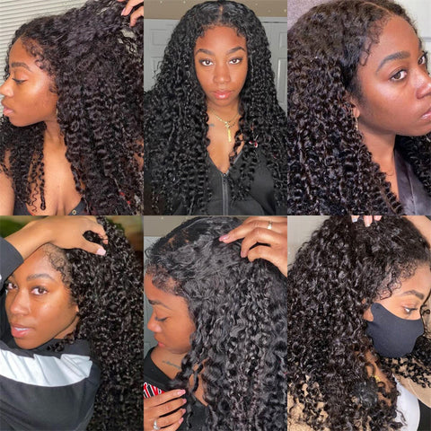 Lemoda 4C Edges Curly Baby Hair 13x4 13x6 HD Invisible Lace Frontal Kinky Curly Human Hair Wigs with Natural 4C Edges