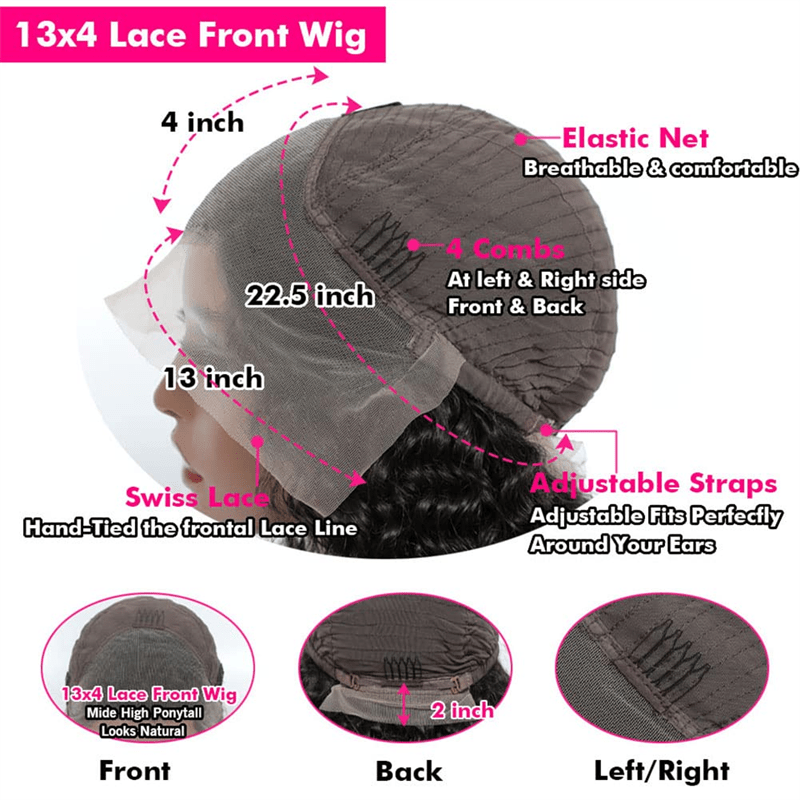 Curly Wave 13x4 Transparent Lace Front Wigs Human Hair For Women - Lemoda Hair