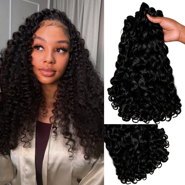 Lemoda Indian Curly Hair Bundles Double Weft Human Hair Extensions 1/3/4 Pcs