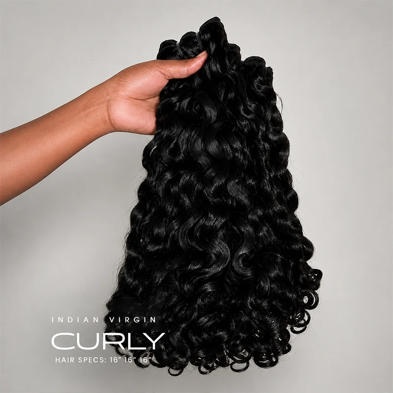 Lemoda Indian Curly Hair Bundles Double Weft Human Hair Extensions 1/3/4 Pcs