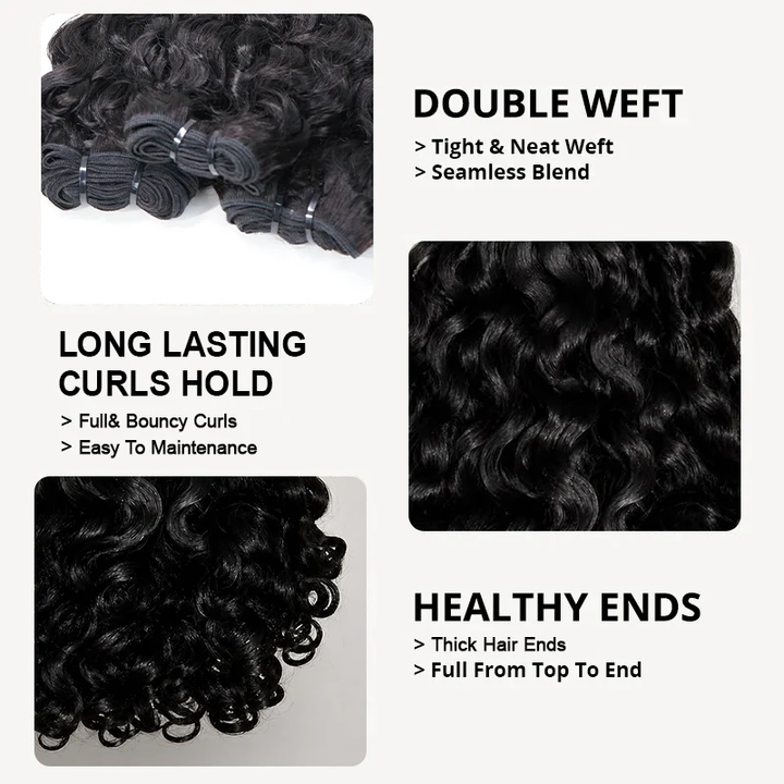 Lemoda Indian Curly Hair Bundles Double Weft Human Hair Extensions 1/3/4 Pcs