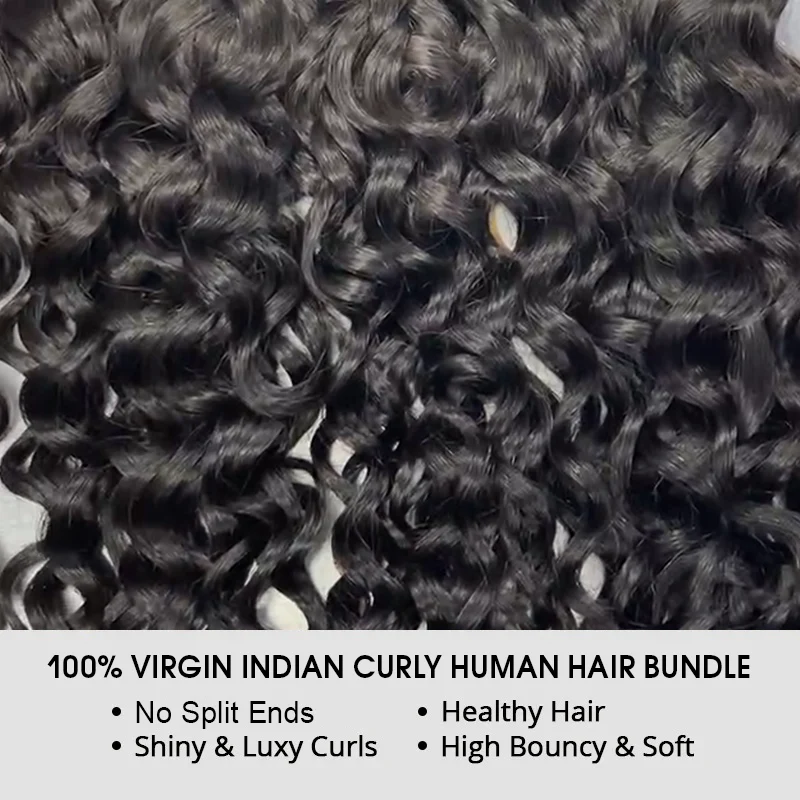 Lemoda Indian Curly Hair Bundles Double Weft Human Hair Extensions 1/3/4 Pcs