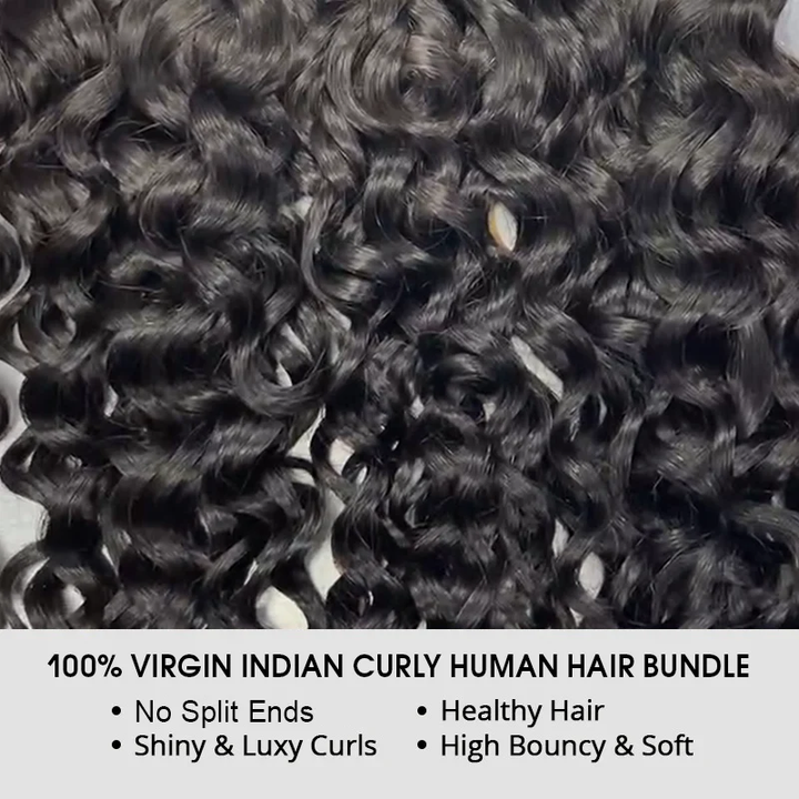 Lemoda Indian Curly Hair Bundles Double Weft Human Hair Extensions 1/3/4 Pcs