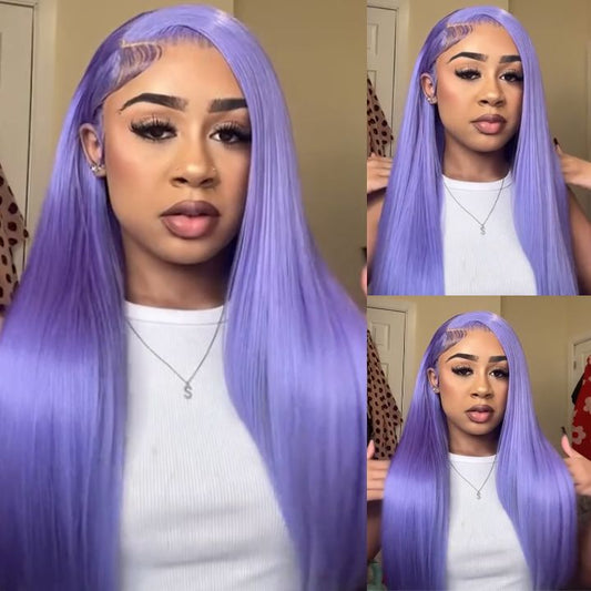 Lemoda Colored Wig Purple Hair 13x6 Lace Frontal Wig New Design Transparent HD Lace
