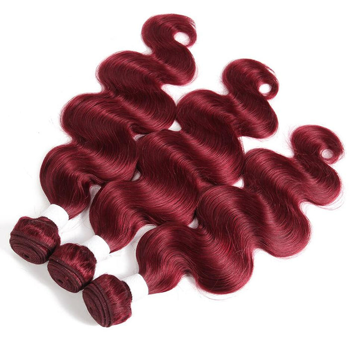 Dark Red Burg body wave 4 Bundles With 4x4 Lace Closure 100% Real Human Hair - Lemoda Hair